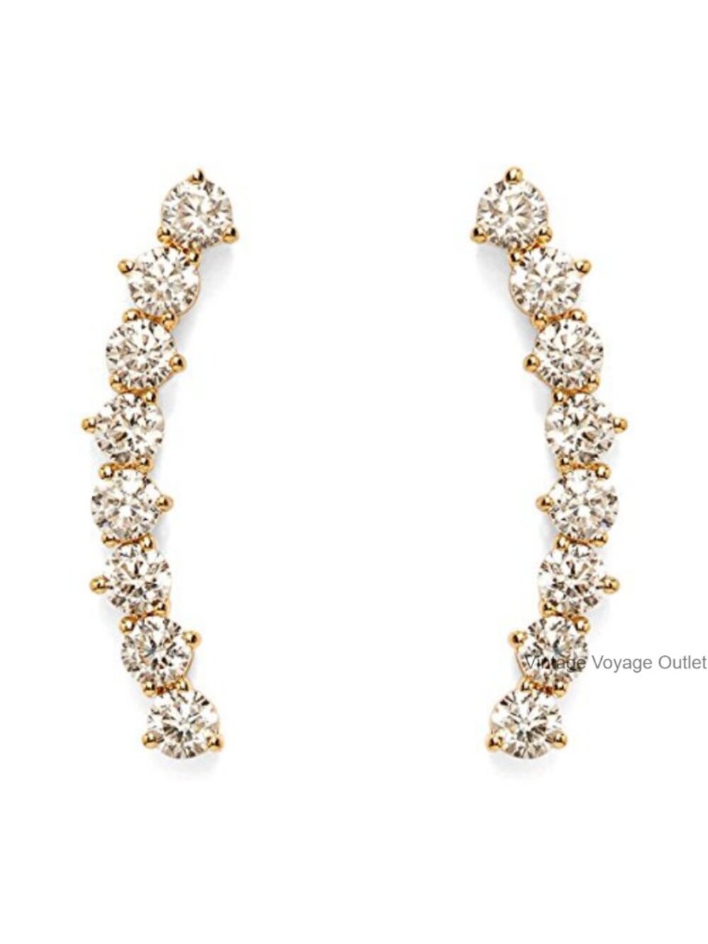 14K Gold Plated Ear Crawler Earrings with AAAAA Cubic Zirconia
